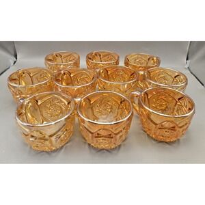 Vintage Imperial Carnival Glass 1960's 10 Pc. Punch Cups Whirling Star...